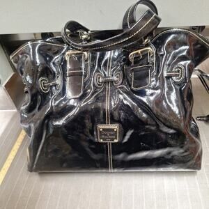 PREMIER Dooney & Bourke Black Smooth Mirrored - Large Satchel/Tote Very Clean